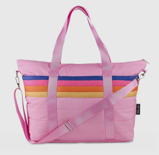 Puffer Tote Bag Retro Stripe