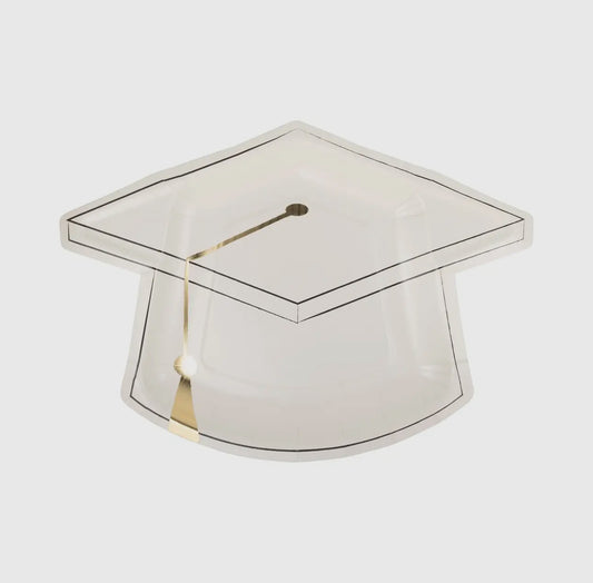 White Graduation Cap Plates